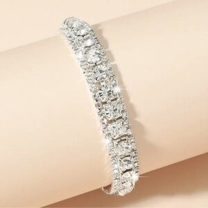 Classic Silver Tone Tennis Bracelet with Clear Stones - Women Jewelry New NWT